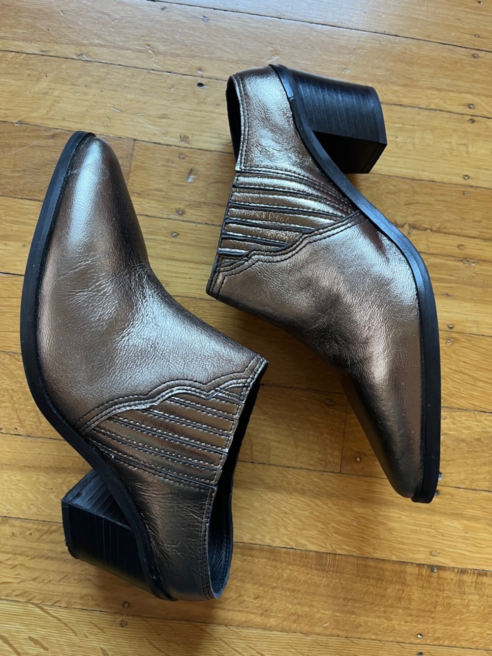 FRYE metallic gold bronze cowboy boots booties mules western 8 coastal cowgirl - Picture 1 of 12